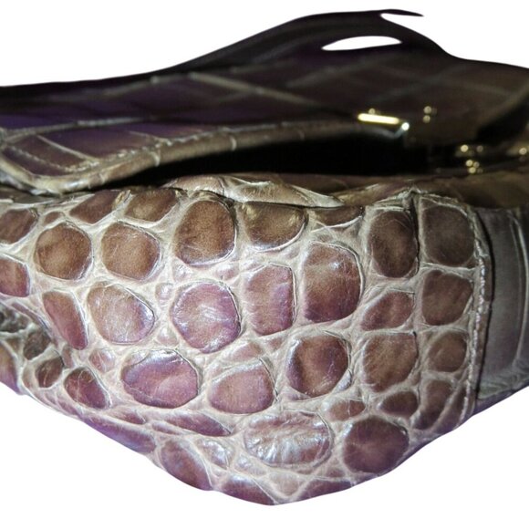 Coach 2011 Chelsea Brown Croc Embossed Leather crossbody satchel large hangtags - Picture 8 of 14